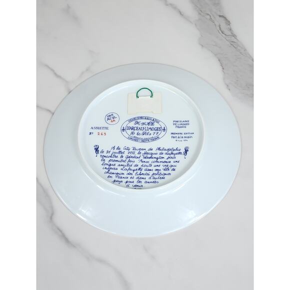 Limoges Tavern Philadelphia George Washington Year 1974 Porcelain 8 1/4" Plate - Picture 10 of 13
